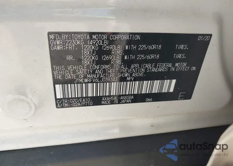 2020 Toyota Rav4 Hybrid Limited from USA, damaged, VIN JTMDWRFV6LJ039343